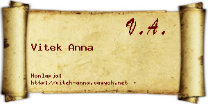 Vitek Anna névjegykártya